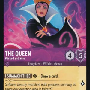 DISNEY LORCANA SINGLE CARDS: FIRST CHAPTER #392: The Queen – Wicked and Vain (Super Rare Foil 56/204: NM)
