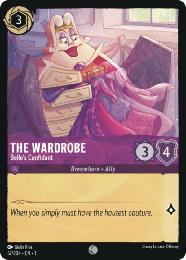 DISNEY LORCANA SINGLE CARDS: FIRST CHAPTER #393: The Wardrobe – Belle’s Confidant (Common 57/204: NM)