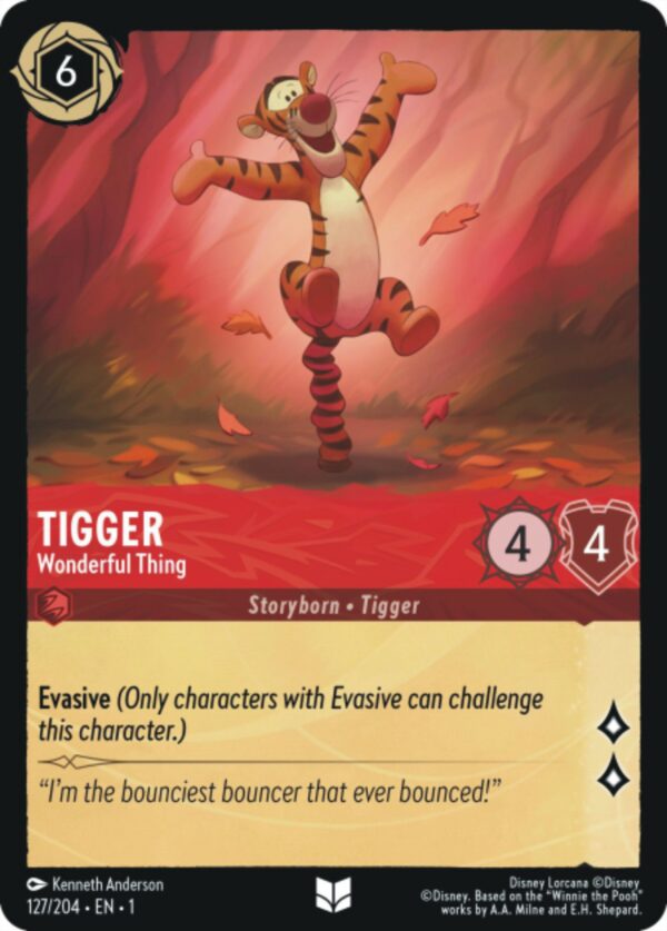 DISNEY LORCANA SINGLE CARDS: FIRST CHAPTER #395: Tigger – Wonderful Thing (Uncommon 127/204: NM)