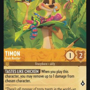DISNEY LORCANA SINGLE CARDS: FIRST CHAPTER #397: Timon – Grub Rustler (Common 24/204: NM) DISNEY LORCANA SINGLE CARDS: FIRST CHAPTER #397: Timon – Grub Rustler (Common 24/204: NM)