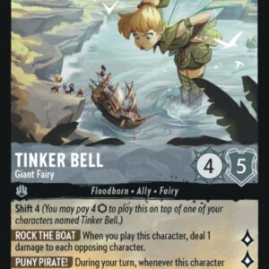 DISNEY LORCANA SINGLE CARDS: FIRST CHAPTER #399: Tinker Bell – Giant Fairy (Super Rare 193/204: NM) DISNEY LORCANA SINGLE CARDS: FIRST CHAPTER #399: Tinker Bell – Giant Fairy (Super Rare 193/204: NM)