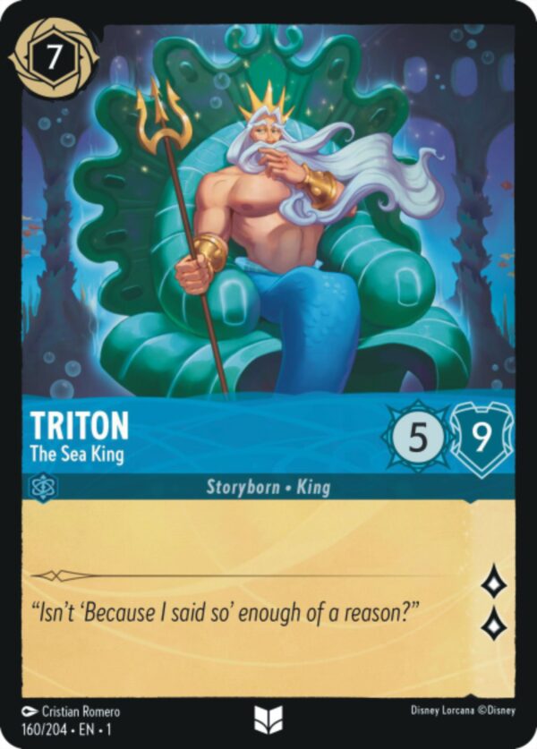 DISNEY LORCANA SINGLE CARDS: FIRST CHAPTER #408: Triton – The Sea King (Uncommon 160/204: NM)