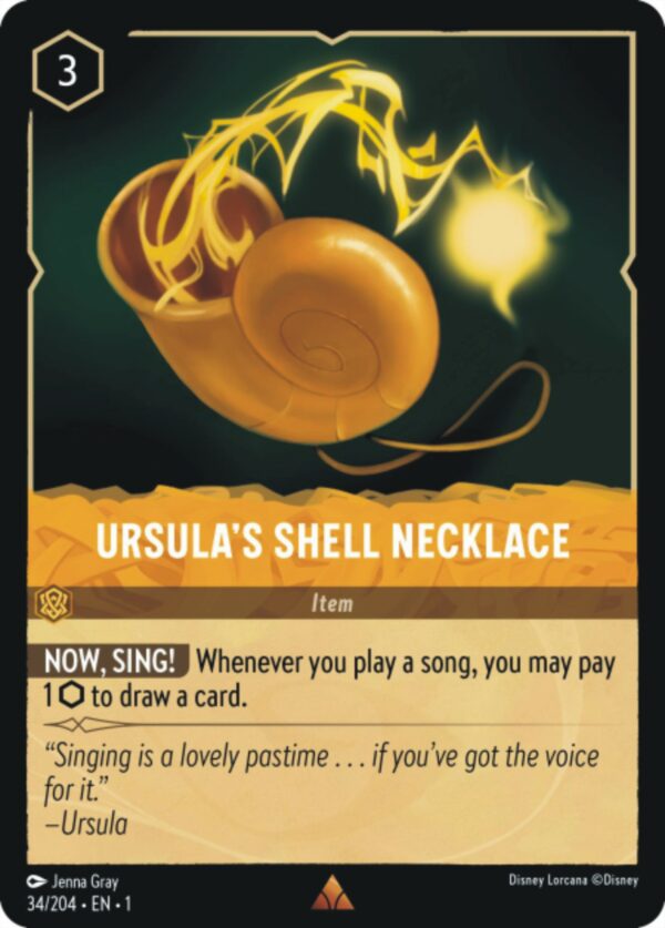 DISNEY LORCANA SINGLE CARDS: FIRST CHAPTER #414: Ursula’s Shell Necklace (Rare 34/204: NM)