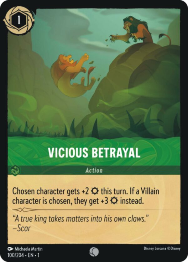 DISNEY LORCANA SINGLE CARDS: FIRST CHAPTER #416: Vicious Betrayal (Common 100/204: NM)