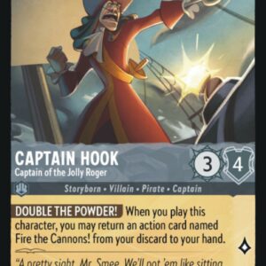 DISNEY LORCANA SINGLE CARDS: FIRST CHAPTER #52: Captain Hook – Captain of the Jolly Roger (Rare 173/204: NM)