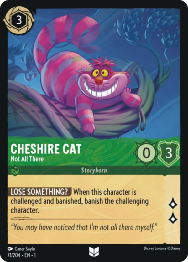 DISNEY LORCANA SINGLE CARDS: FIRST CHAPTER #62: Cheshire Cat – Not All There (Uncommon 71/204: NM)