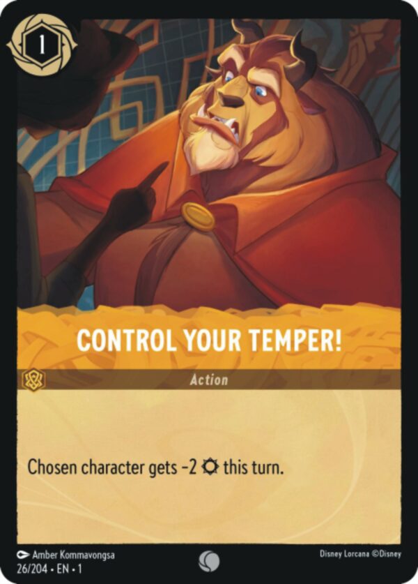 DISNEY LORCANA SINGLE CARDS: FIRST CHAPTER #71: Control Your Temper! (Common Foil 26/204: NM)