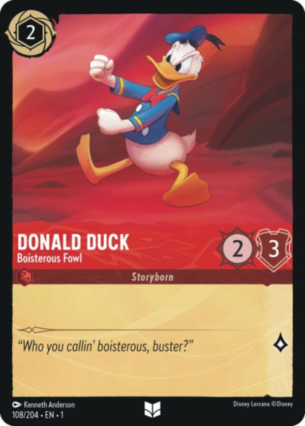 DISNEY LORCANA SINGLE CARDS: FIRST CHAPTER #82: Donald Duck – Boisterous Fowl (Uncommon 108/204: NM)