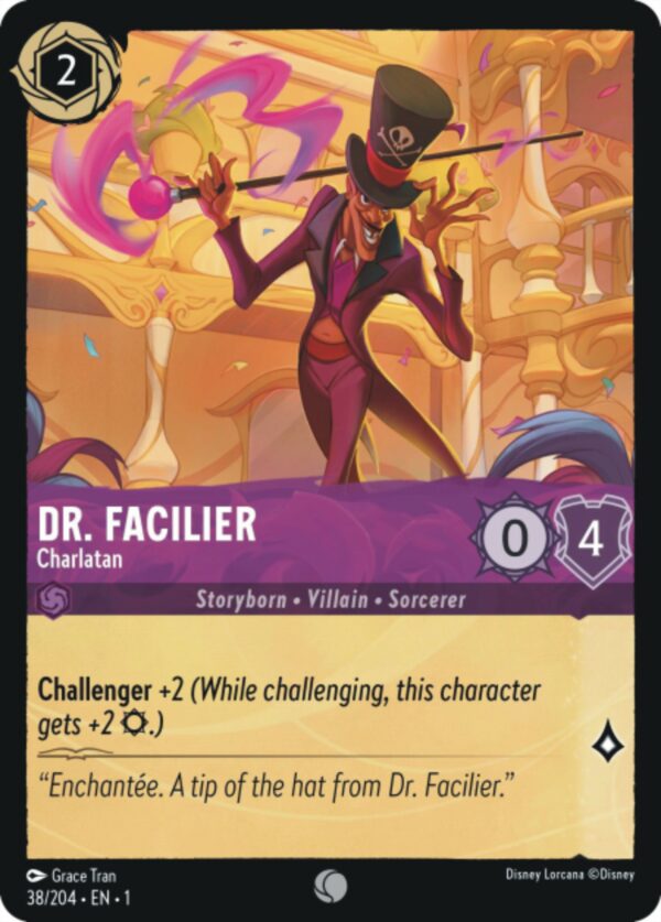 DISNEY LORCANA SINGLE CARDS: FIRST CHAPTER #90: Dr. Facilier – Charlatan (Common 38/204: NM)