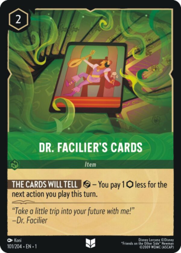 DISNEY LORCANA SINGLE CARDS: FIRST CHAPTER #94: Dr. Facilier’s Cards (Uncommon 101/204: NM)