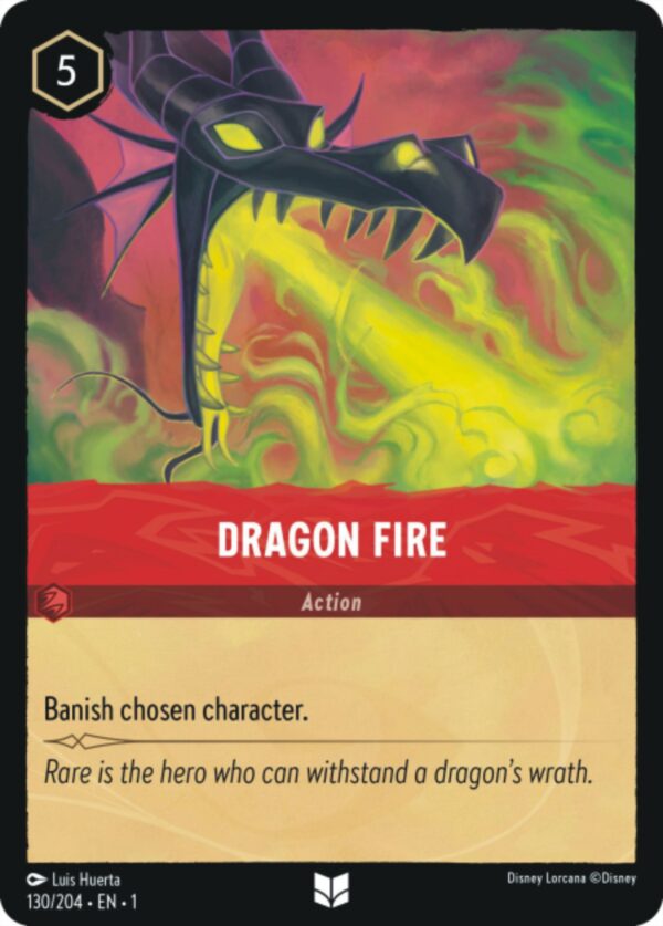 DISNEY LORCANA SINGLE CARDS: FIRST CHAPTER #96: Dragon Fire (Uncommon 130/204: NM)