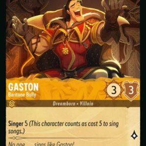 DISNEY LORCANA SINGLE CARDS: RISE OF THE FLOODBORN #134: Gaston – Baritone Bully (Uncommon Foil 8/204: NM) DISNEY LORCANA SINGLE CARDS: RISE OF THE FLOODBORN #134: Gaston – Baritone Bully (Uncommon Foil 8/204: NM)