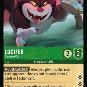 DISNEY LORCANA SINGLE CARDS: RISE OF THE FLOODBORN #213: Lucifer – Cunning Cat (Rare 85/204: NM)