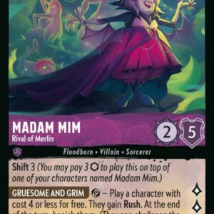 DISNEY LORCANA SINGLE CARDS: RISE OF THE FLOODBORN #222: Madam Mim – Rival of Merlin (Rare 48/204: NM)