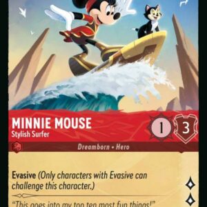 DISNEY LORCANA SINGLE CARDS: RISE OF THE FLOODBORN #242: Minnie Mouse – Stylish Surfer (Uncommon 113/204: NM)