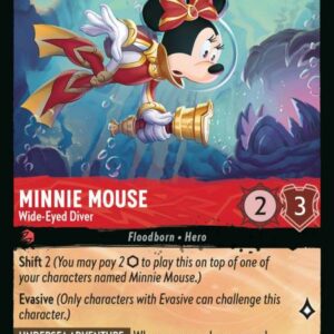 DISNEY LORCANA SINGLE CARDS: RISE OF THE FLOODBORN #244: Minnie Mouse – Wide-Eyed Diver (Rare 114/204: NM)