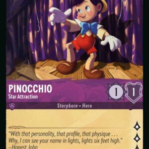 DISNEY LORCANA SINGLE CARDS: RISE OF THE FLOODBORN #309: Pinocchio – Star Attraction (Rare 56/204: NM)