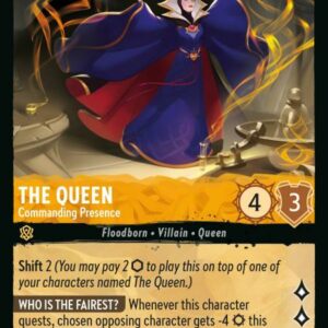 DISNEY LORCANA SINGLE CARDS: RISE OF THE FLOODBORN #389: The Queen – Commanding Presence (Super Rare Foil 26/204: NM) DISNEY LORCANA SINGLE CARDS: RISE OF THE FLOODBORN #389: The Queen – Commanding Presence (Super Rare Foil 26/204: NM)