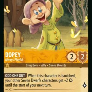 DISNEY LORCANA SINGLE CARDS: RISE OF THE FLOODBORN #95: Dopey – Always Playful (Uncommon 6/204: NM)