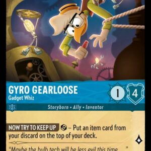 DISNEY LORCANA SINGLE CARDS: INTO THE INKLANDS #104: Gyro Gearloose – Gadget Whiz (Rare 144/204: NM)