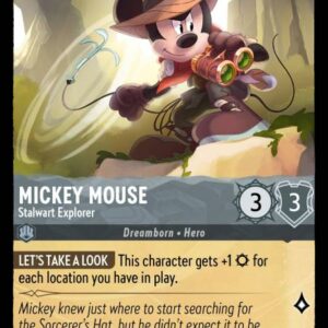 DISNEY LORCANA SINGLE CARDS: INTO THE INKLANDS #232: Mickey Mouse – Stalwart Explorer (Common 181/204: NM) DISNEY LORCANA SINGLE CARDS: INTO THE INKLANDS #232: Mickey Mouse – Stalwart Explorer (Common 181/204: NM)