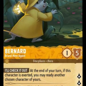 DISNEY LORCANA SINGLE CARDS: INTO THE INKLANDS #25: Bernard – Brand-New Agent (Rare 2/204: NM)