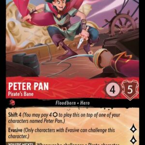 DISNEY LORCANA SINGLE CARDS: INTO THE INKLANDS #288: Peter Pan – Pirate’s Bane (Rare 120/204: NM)