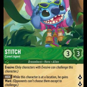 DISNEY LORCANA SINGLE CARDS: INTO THE INKLANDS #370: Stitch – Covert Agent (Rare Foil 89/204: NM)