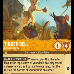 DISNEY LORCANA SINGLE CARDS: INTO THE INKLANDS #405: Tinker Bell – Generous Fairy (Uncommon Foil 22/204: NM) DISNEY LORCANA SINGLE CARDS: INTO THE INKLANDS #405: Tinker Bell – Generous Fairy (Uncommon Foil 22/204: NM)