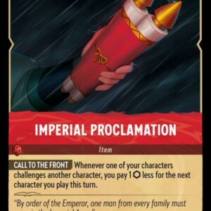 DISNEY LORCANA SINGLE CARDS: URSULA RETURNS #163: Imperial Proclamation (Rare 131/204: NM) DISNEY LORCANA SINGLE CARDS: URSULA RETURNS #163: Imperial Proclamation (Rare 131/204: NM)