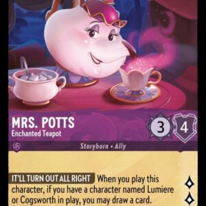 DISNEY LORCANA SINGLE CARDS: URSULA RETURNS #240: Mrs. Potts – Enchanted Teapot (Rare 52/204: NM)