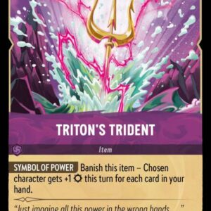 DISNEY LORCANA SINGLE CARDS: URSULA RETURNS #387: Triton’s Trident (Uncommon Foil 66/204: NM) DISNEY LORCANA SINGLE CARDS: URSULA RETURNS #387: Triton’s Trident (Uncommon Foil 66/204: NM)