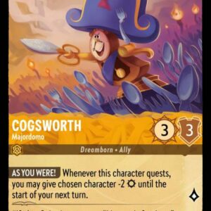DISNEY LORCANA SINGLE CARDS: URSULA RETURNS #71: Cogsworth – Majordomo (Common 5/204: NM)