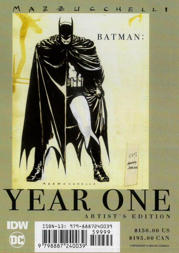 IDW ARTIST EDITION (HC) #68: David Mazzuchelli’s Batman Year One