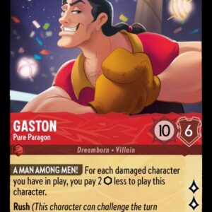DISNEY LORCANA SINGLE CARDS: SHIMMERING SKIES #117: Gaston – Pure Paragon (Rare 119/204: NM)