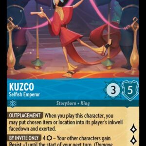 DISNEY LORCANA SINGLE CARDS: SHIMMERING SKIES #170: Kuzco – Selfish Emperor (Super Rare 149/204: NM)