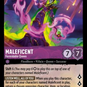 DISNEY LORCANA SINGLE CARDS: SHIMMERING SKIES #188: Maleficent – Formidable Queen (Super Rare 35/204: NM) DISNEY LORCANA SINGLE CARDS: SHIMMERING SKIES #188: Maleficent – Formidable Queen (Super Rare 35/204: NM)