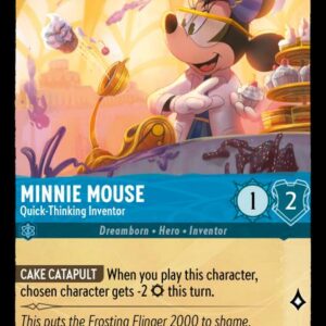 DISNEY LORCANA SINGLE CARDS: SHIMMERING SKIES #220: Minnie Mouse – Quick-Thinking Inventor (Common 152/204: NM)