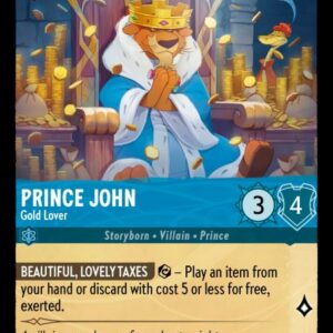 DISNEY LORCANA SINGLE CARDS: SHIMMERING SKIES #262: Prince John – Gold Lover (Super Rare 147/204: NM)