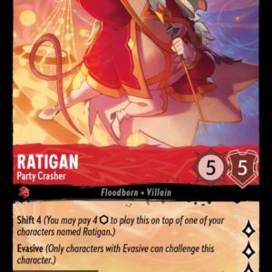 DISNEY LORCANA SINGLE CARDS: SHIMMERING SKIES #282: Ratigan – Party Crasher (Rare Foil 123/204: NM)