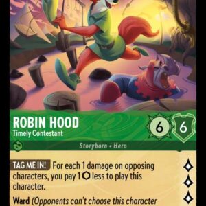 DISNEY LORCANA SINGLE CARDS: SHIMMERING SKIES #303: Robin Hood – Timely Contestant (Rare Foil 69/204: NM)