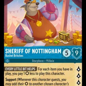 DISNEY LORCANA SINGLE CARDS: SHIMMERING SKIES #332: Sheriff of Nottingham – Bushel Britches (Rare 145/204: NM)