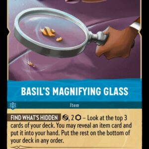 DISNEY LORCANA SINGLE CARDS: SHIMMERING SKIES #38: Basil’s Magnifying Glass (Rare 166/204: NM)