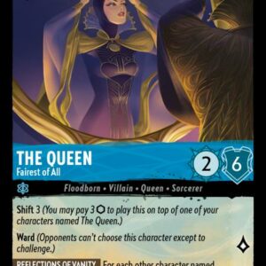 DISNEY LORCANA SINGLE CARDS: SHIMMERING SKIES #381: The Queen – Fairest of All (Super Rare 144/204: NM) DISNEY LORCANA SINGLE CARDS: SHIMMERING SKIES #381: The Queen – Fairest of All (Super Rare 144/204: NM)