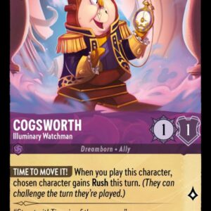 DISNEY LORCANA SINGLE CARDS: SHIMMERING SKIES #62: Cogsworth – Illuminary Watchman (Common Foil 37/204: NM)