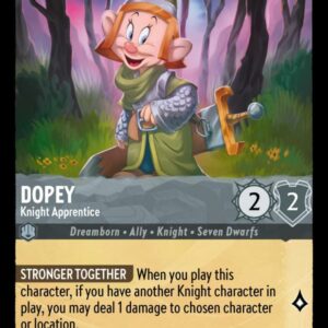 DISNEY LORCANA SINGLE CARDS: SHIMMERING SKIES #80: Dopey – Knight Apprentice (Common 181/204: NM)