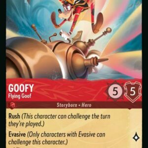 DISNEY LORCANA SINGLE CARDS: AZURITE SEA #114: Goofy – Flying Goof (Rare 123/204: NM)