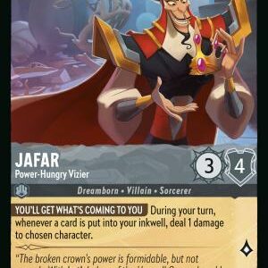DISNEY LORCANA SINGLE CARDS: AZURITE SEA #156: Jafar – Power-Hungry Vizier (Super Rare 193/204: NM) DISNEY LORCANA SINGLE CARDS: AZURITE SEA #156: Jafar – Power-Hungry Vizier (Super Rare 193/204: NM)