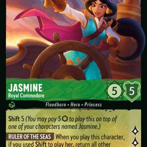 DISNEY LORCANA SINGLE CARDS: AZURITE SEA #159: Jasmine – Royal Commodore (Legendary Foil 84/204: NM)