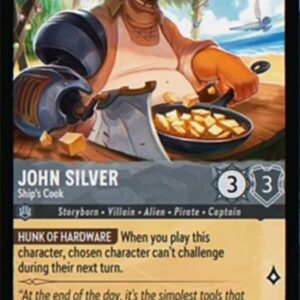 DISNEY LORCANA SINGLE CARDS: AZURITE SEA #174: John Silver – Ship’s Cook (Common 181/204: NM) DISNEY LORCANA SINGLE CARDS: AZURITE SEA #174: John Silver – Ship’s Cook (Common 181/204: NM)